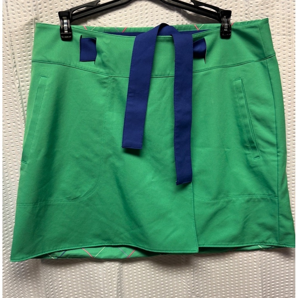 Nike Golf women's skirt size 16 Apple Green Check Plaid Reversible Lined